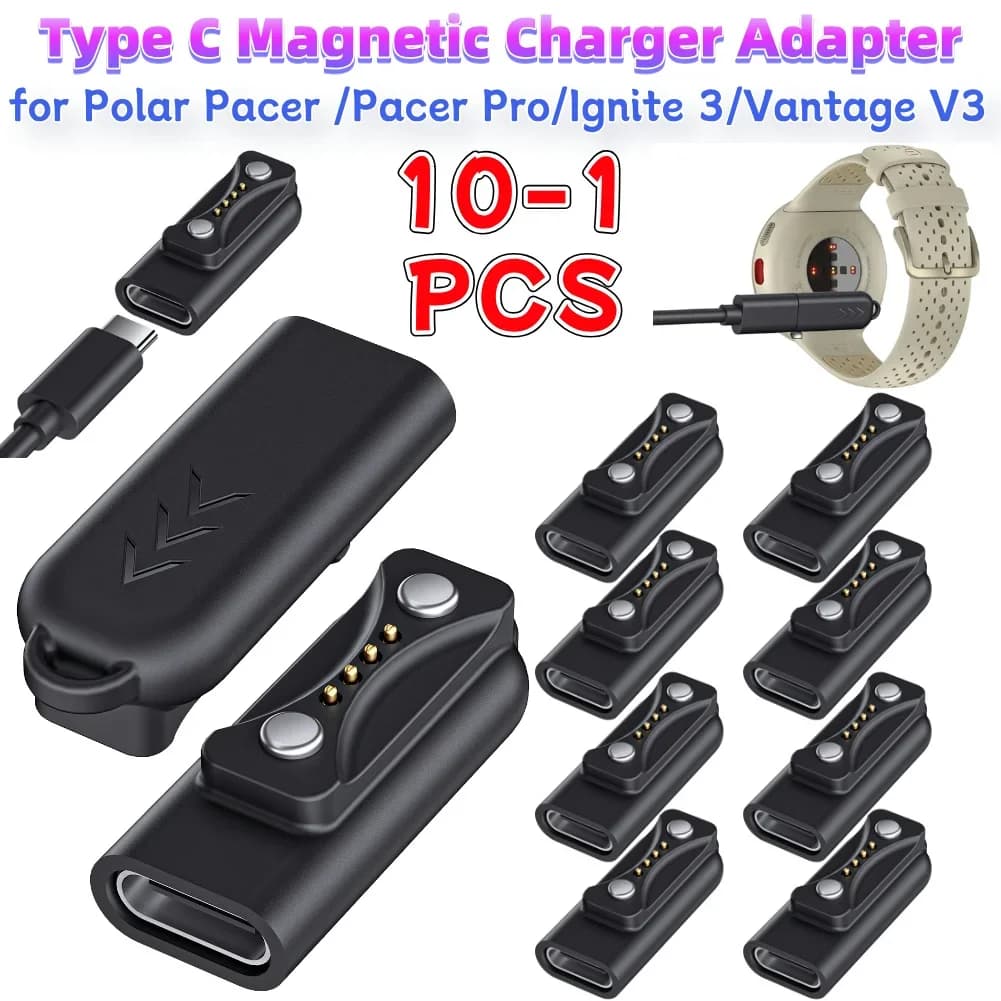 10-1PCS USB C Magnetic Charging Cable Power Converter Watch Charging Adapter for Polar Pacer /Pacer Pro for Ignite 3/Vantage V3