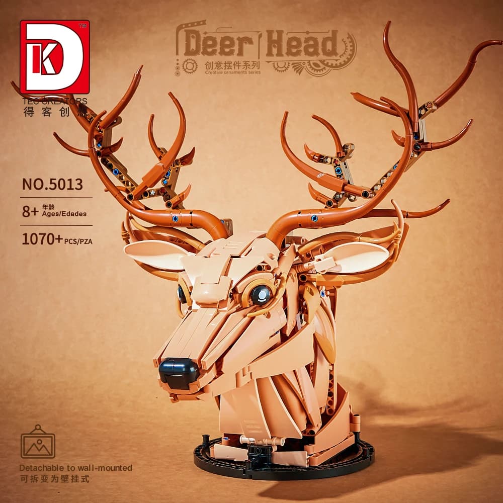 Serie di idee testa di cervo Building Block creativo esperto animale rimovibile per montaggio a parete modello mattoni giocattoli per regalo di compleanno per bambini