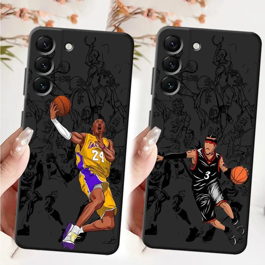 Custodia per Samsung Galaxy A40 A16 A30 A15 A10 A12 A17 A70 A05 A20 A13 A50 A06 A04 Nero Custodia morbida per telefono Carino Stella del basket