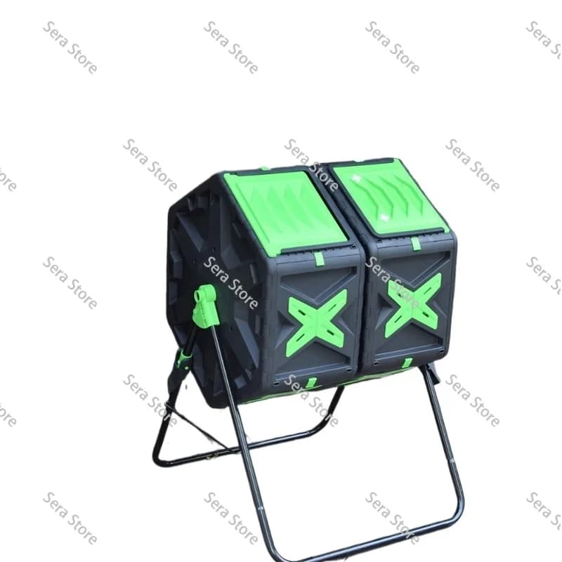 Home Garden Compost Bin American Style Dual Chamber Tumbling Composter Large Capacity Outdoor Fertilizer Maker with Wide Access