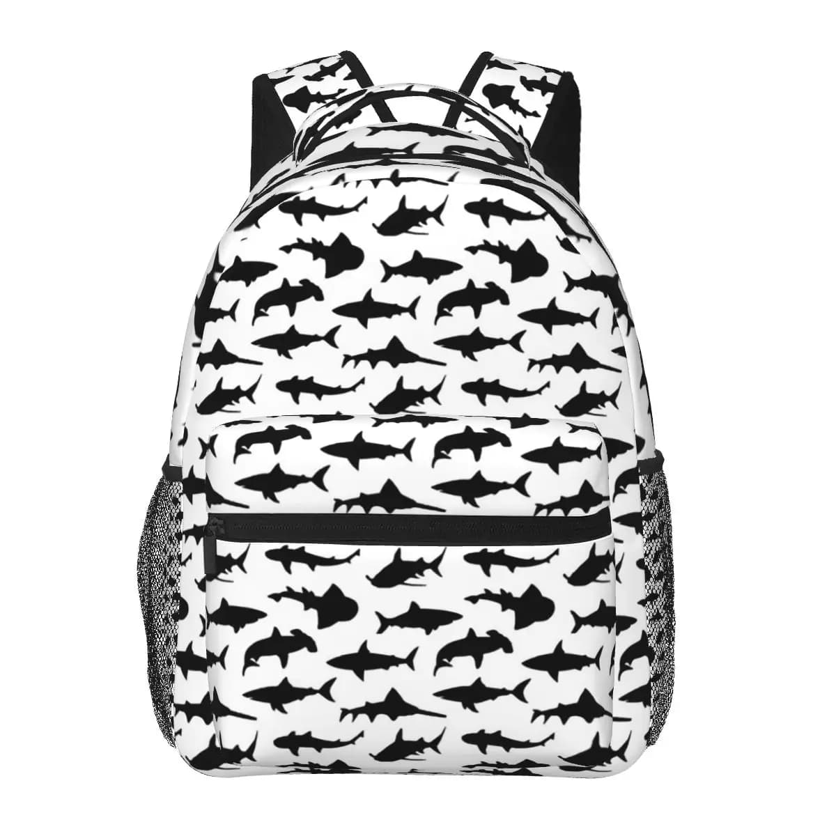 Zaino per studenti con motivo Ocean Shark Silhouette, borsa da scuola, zaino da viaggio per escursioni, per uomo e donna, borsa a tracolla alla moda