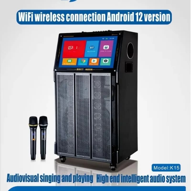 Microfono Wireless Facile da Usare K15, Macchina per Karaoke con Schermo, Dispositivo per Cantare con Video ​