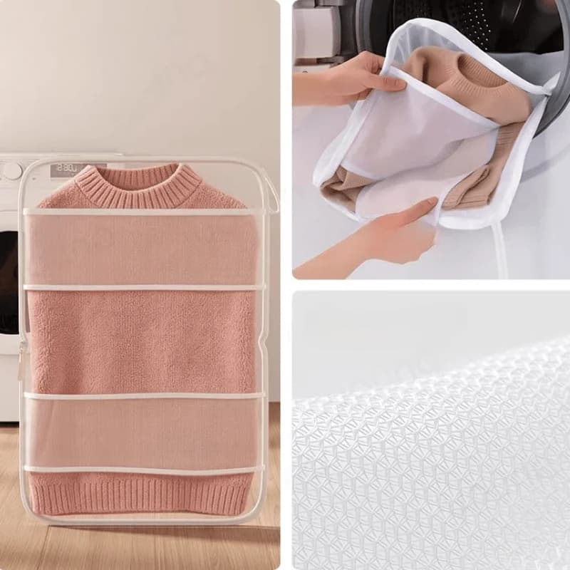 Sacchi per bucato traspiranti e anti-deformazione per l'uso con la lavatrice domestica. Versatile per maglioni, sciarpe, cappotti