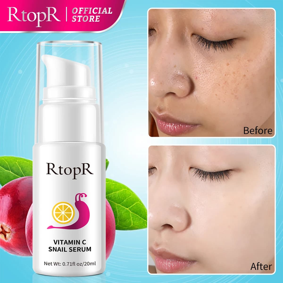 Vitamin C Snail Essence Anti-aging Anti-wrinkle Shrink Pores Whitening Moisturizing Essence Oil Control Face Essence Skin Care