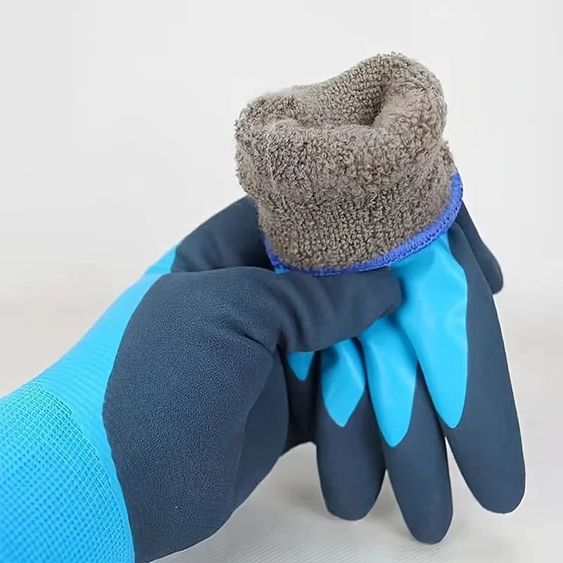 Guanti da lavoro invernali professionali 1 paio Guanti protettivi di sicurezza con rivestimento sul palmo in PU Nitrile addensato caldo per carichi pesanti