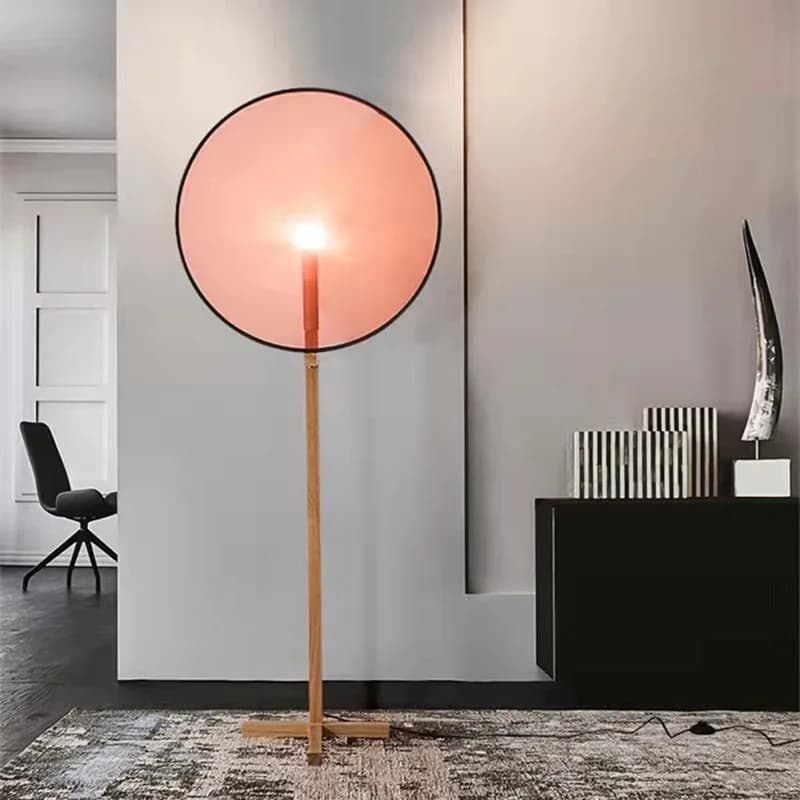 Lampada da terra a LED in tessuto circolare creativo moderno soggiorno camera da letto studio lampada da lettura in legno decorazione per interni apparecchio di illuminazione