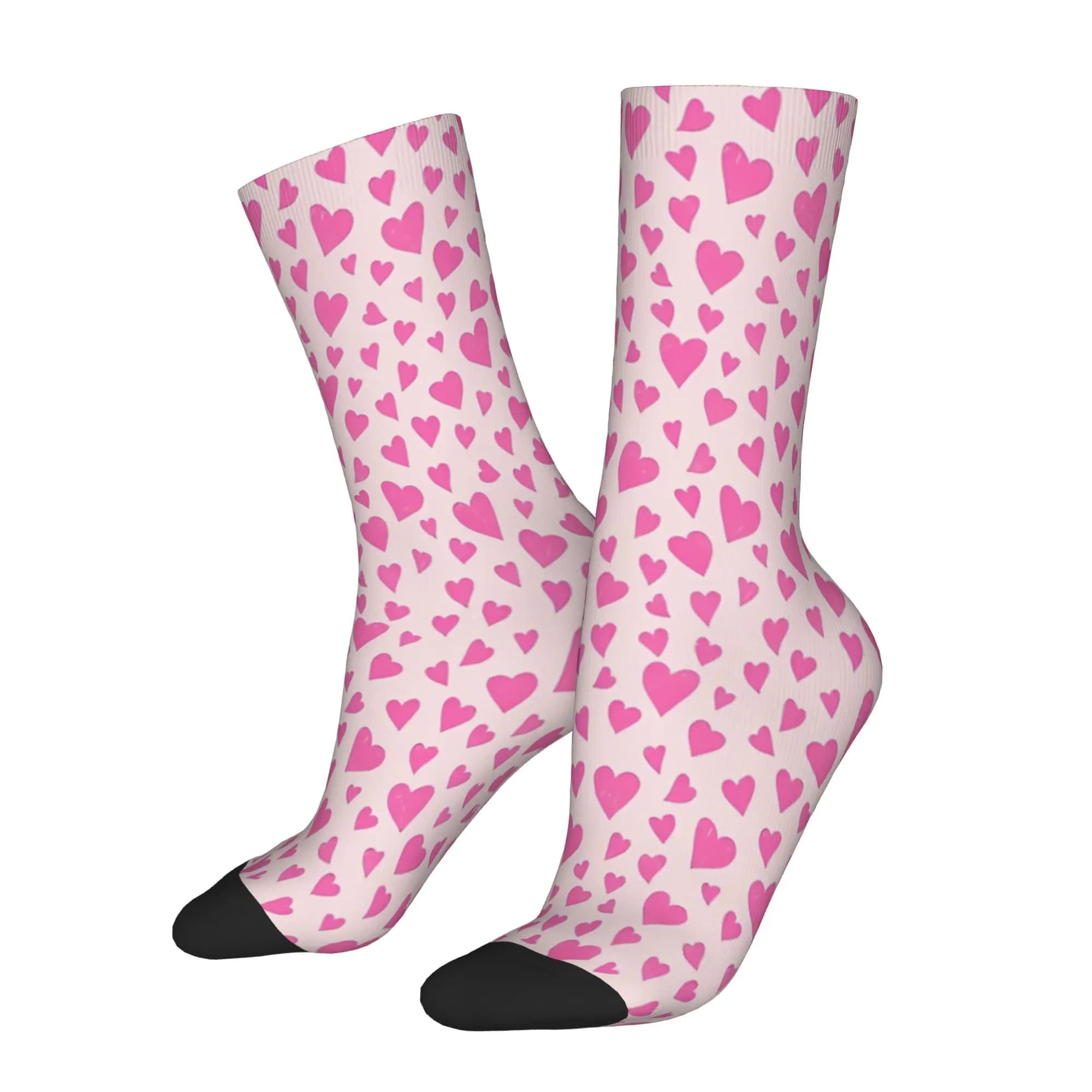 1 Paio di Calzini Divertenti con Cuori Rosa, Motivo Vintage Senza Cuciture, Calzini da Uomo Stampati, Calzini Originali da Uomo
