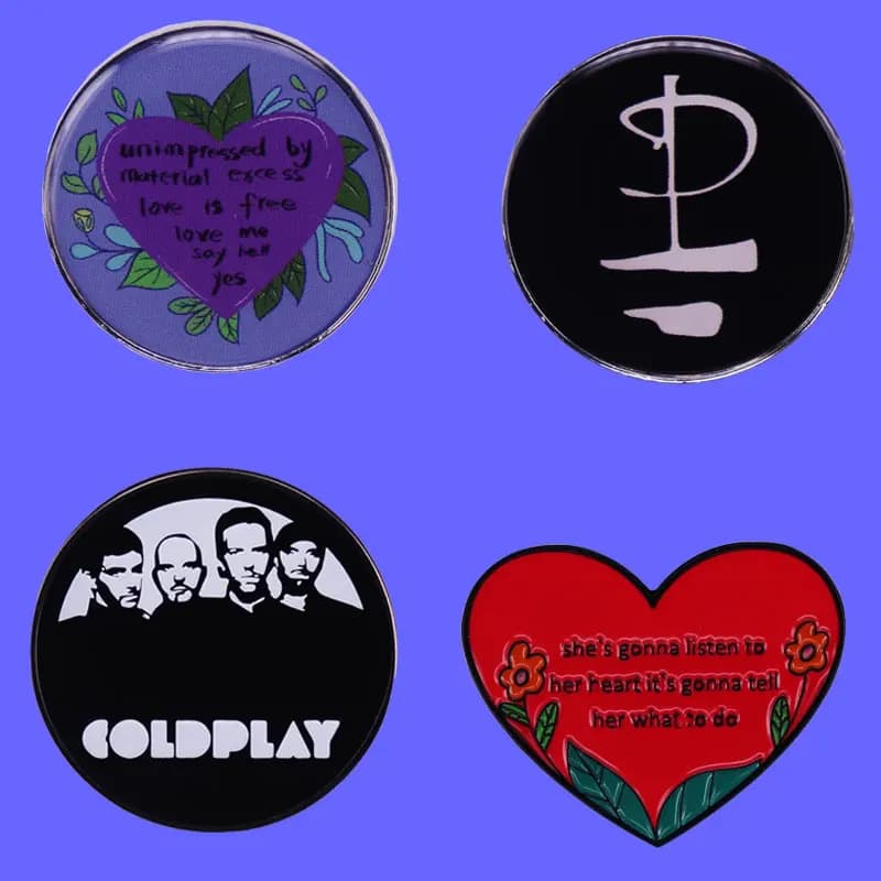 Classics Pop Music Lyric Cartoon Metal Badge Hip Hop Rock Band Logo Brooch Hoodie Backpack Pin Decoration Band Fan Gift Collect