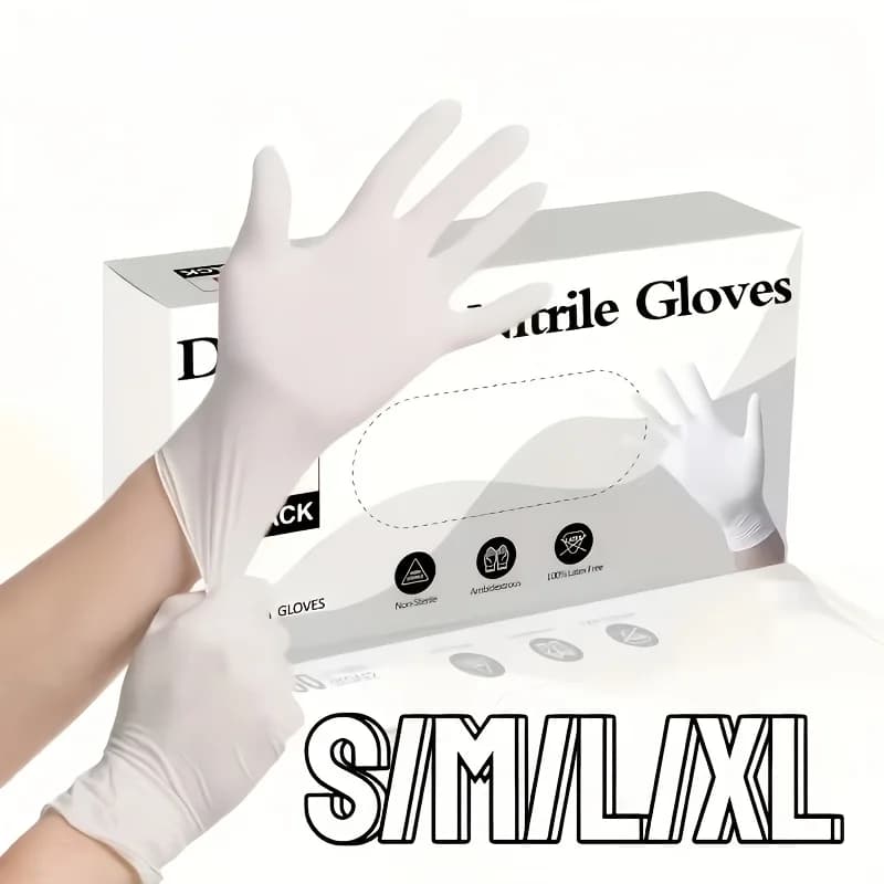Guanti in Nitrile Bianchi Resistenti, Antiscivolo e Antitaglio, Perfetti per Cucina, Giardinaggio, Lavaggio Auto, Pulizie Industriali