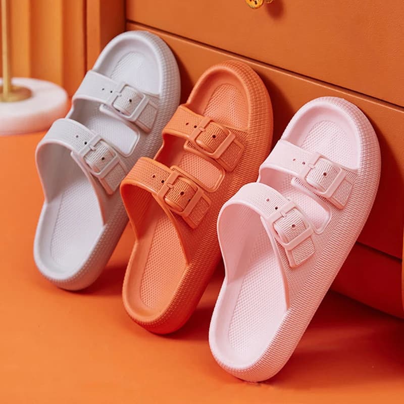 Pantofole con plateau spesso con fibbia alla moda Donna Casa Suola morbida Eva Cloud Slides Sandali Donna 2025 Infradito da spiaggia antiscivolo estivi