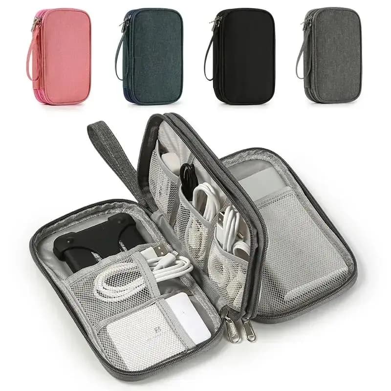 1pc rosa/grigio/nero/blu scuro borsa da viaggio portatile per prodotti digitali cavo dati USB organizzatore auricolare ricarica scatola del tesoro borsa