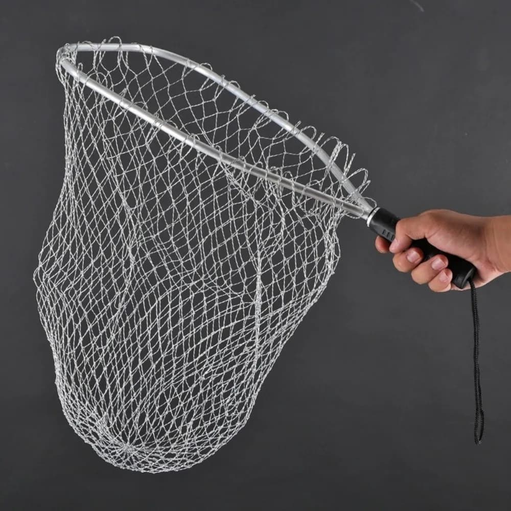 Mesh Fabric Fishing Net Mesh Alloy Material Anti-hook Fishing Landing Net Large Capacity 30cm Square Fishing Catching Basket