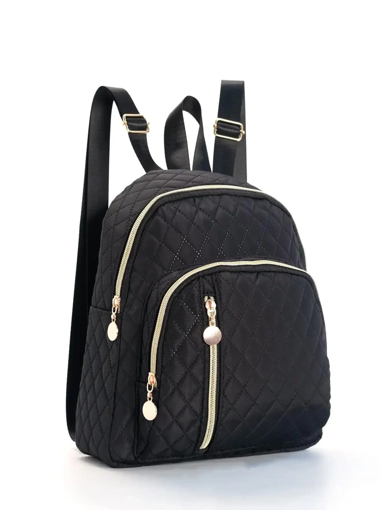 1 zaino unisex con cerniera a 3 strati, trapuntatura scozzese semplice, adatto per ragazze, viaggi, vacanze, scuola, dormitorio, uso quotidiano