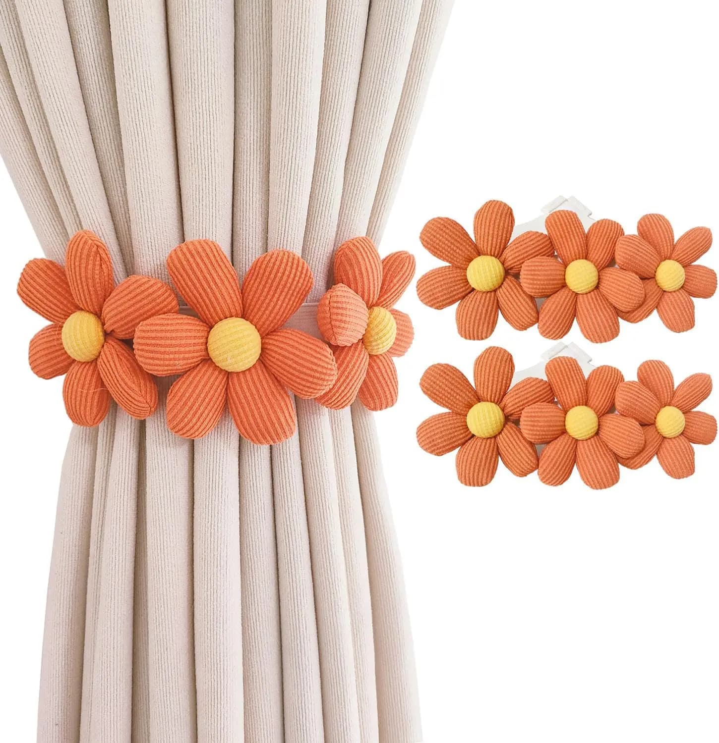 2 fermacurtain a forma di fiore arancione - Corda decorativa per decorare le finestre della camera da letto, design grazioso