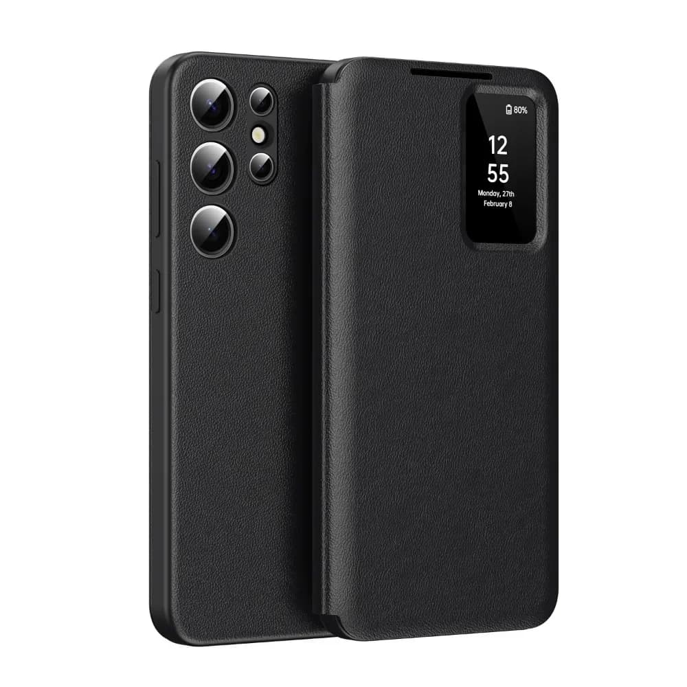 Custodia per telefono con supporto per slot per schede per Windows in pelle per Samsung Galaxy S25 Edge S24 Ultra S23 S22 Plus A55 A56 Custodia protettiva a portafoglio