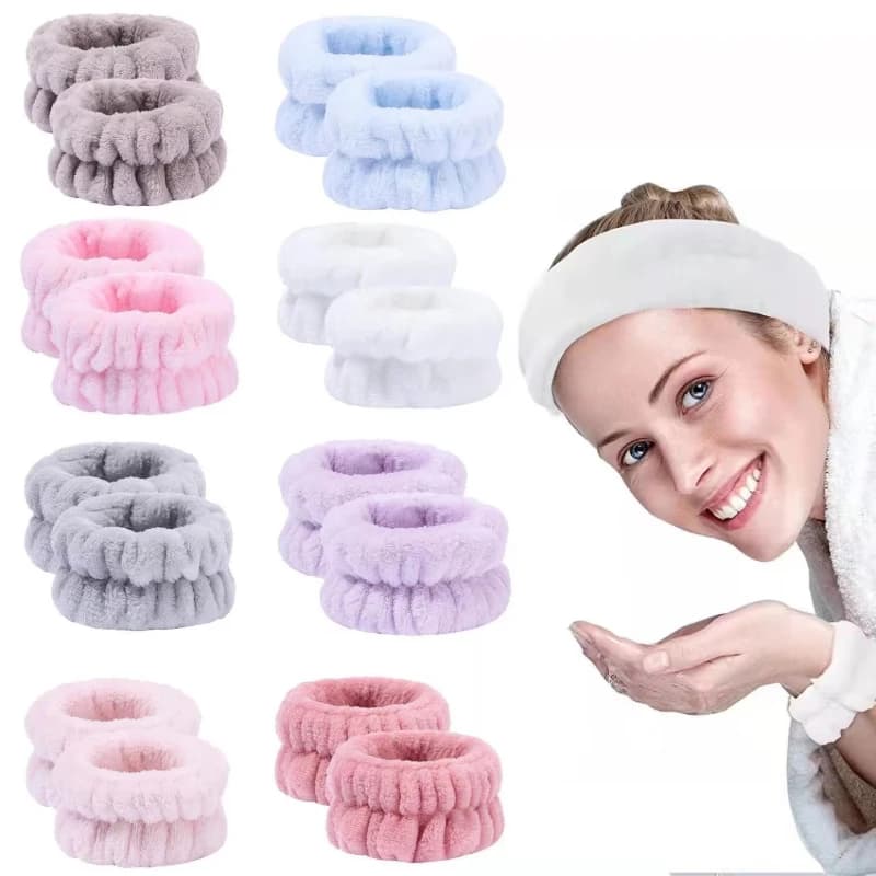 1/2/4 Pezzi Fascia da Polso Invernale Assorbente per Viso e Polso, Braccialetto Sportivo Anti-Sudore, Fascia per Capelli, Protezione Anti-Umidità, Protezione per il Polso