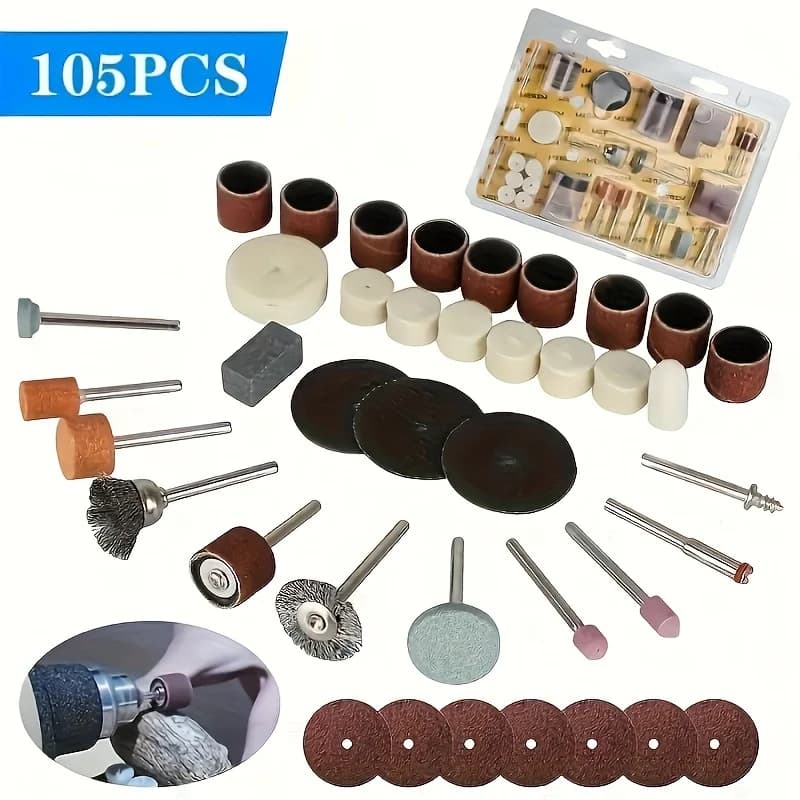 Set di accessori per utensili multirotanti mini trapano da 105 pezzi Kit di lucidatura rotativa per utensili rotanti per molatura e lucidatura - Taglio completo