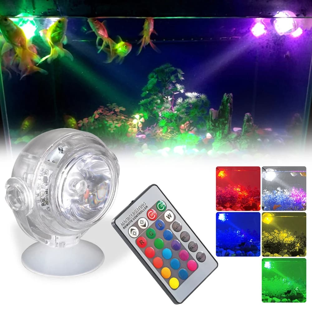 USB aquarium spotlight Colorful shaded underwater LED lamp Decorative aquarium lamp for romantic aquarium Battery operated