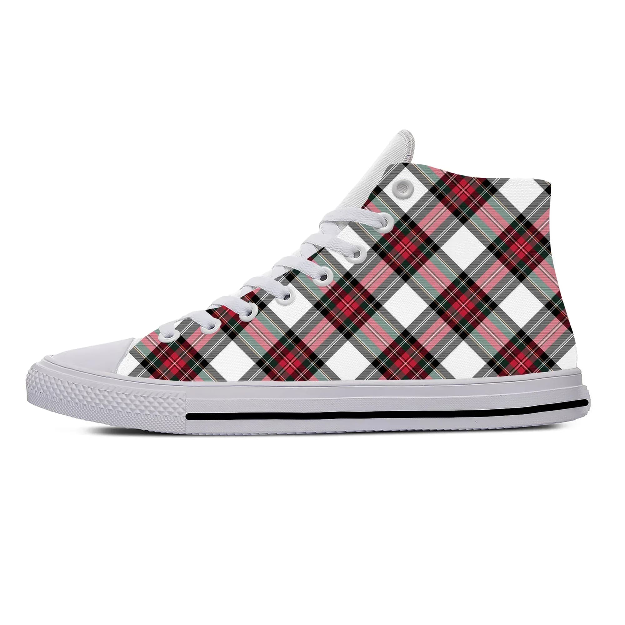 Scarpe Casual alla Moda con Motivo Scozzese Tartan Stewart, Sneakers Traspiranti Leggere per Uomo e Donna
