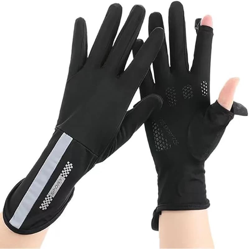 Women's Summer Gloves Ice Silk Anti-UV, with Free Fin, Touch Screen, Anti-slip and Breathable for Guide and Cycling