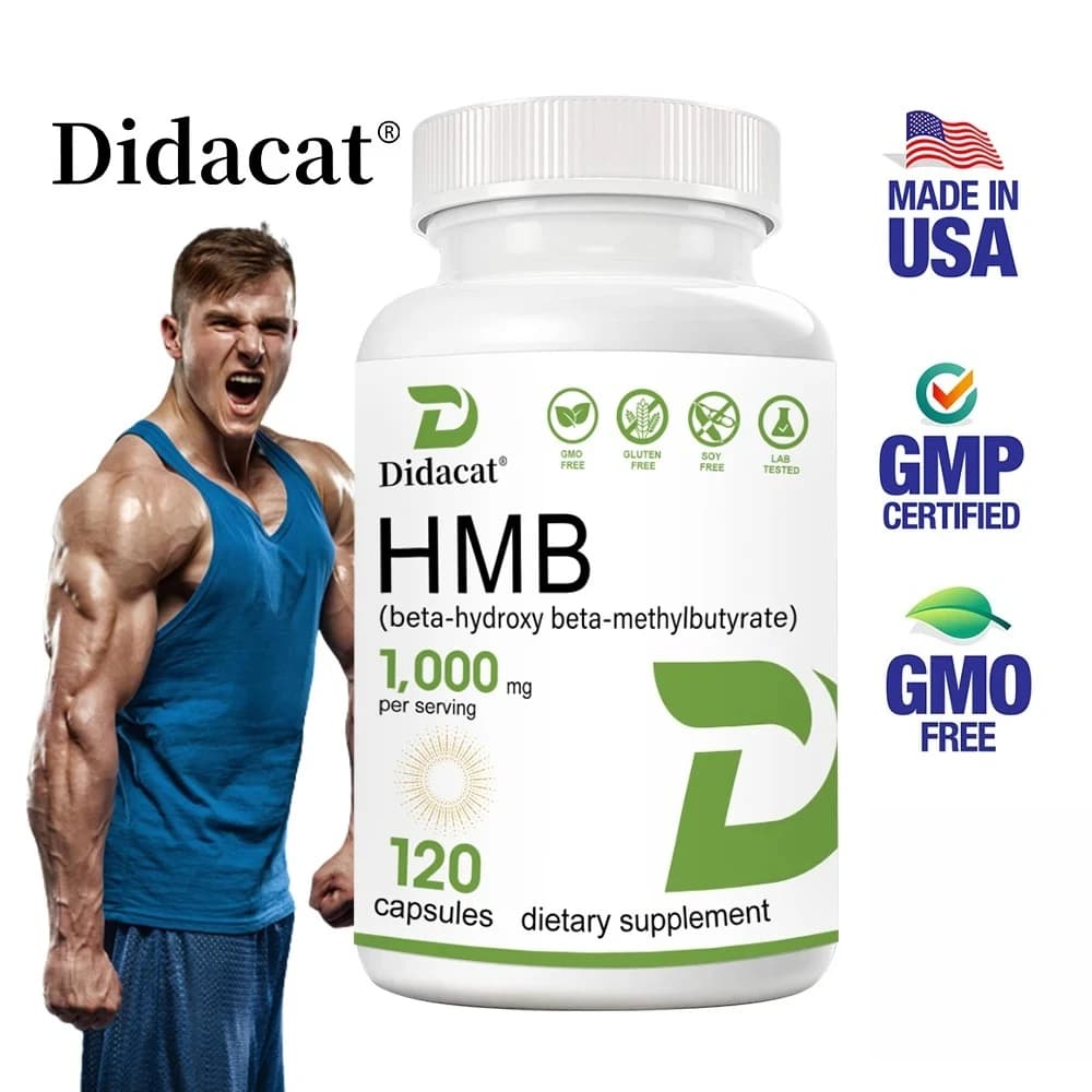 HMB Super strong supplement, 1000mg per serving, with vitamin D3 to help muscle growth, lean muscle mass and workout recovery