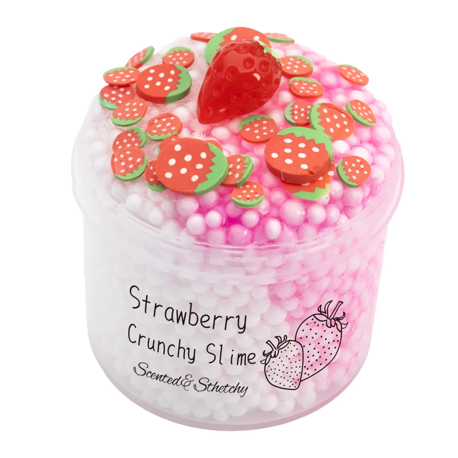 Confezione da 70 ml Kit di melma soffice e croccante con nuvole di fragole Palla di schiuma di frutta spruzza di melma per regali di compleanno per ragazze e ragazzi Bomboniera