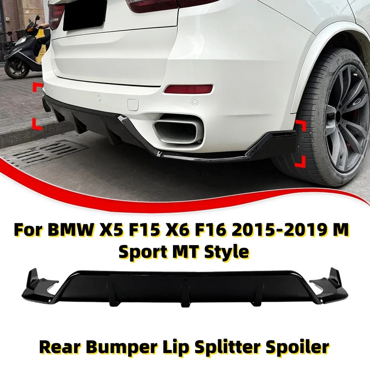 Rear Bumper Lip For BMW X5 F15 X6 F16 2015-2019 M Sport MT Style Diffuser Lower Splitter Guard Body Kit Tuning Auto Parts