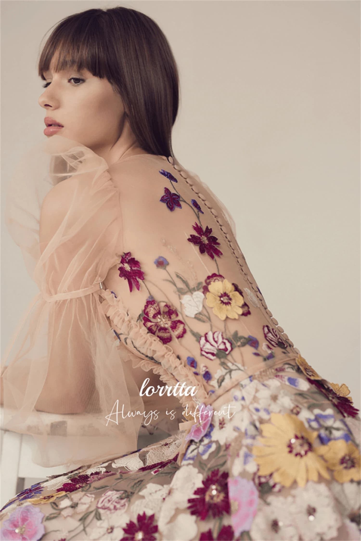 Abito da festa di lusso Linea A Sera Matrimonio Fiore 3D Tessuto Maniche lunghe Abiti per occasioni personalizzate Robe Soiree De Luxe 2024