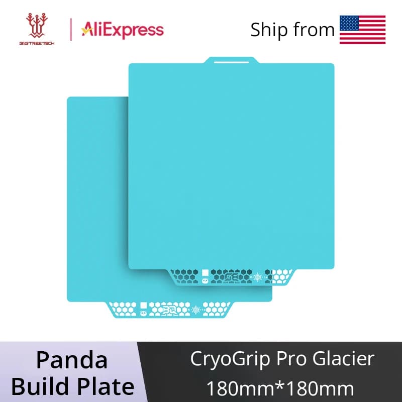 BIQU CryoGrip Pro Glacier Panda BuildPlate 180x180mm Steel plate for two-sided springs structured for mini 3D printer BambuLab A1