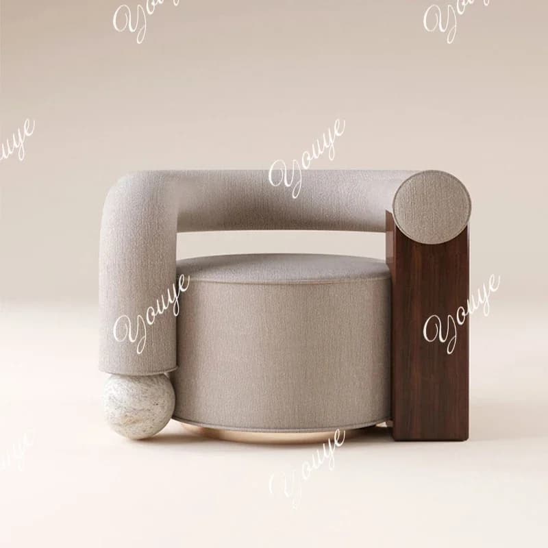 MX Moderno Creativo Retro Legno massello Marmo Mosaico Blocchi di costruzione Sedia per il tempo libero Divano a colori di design