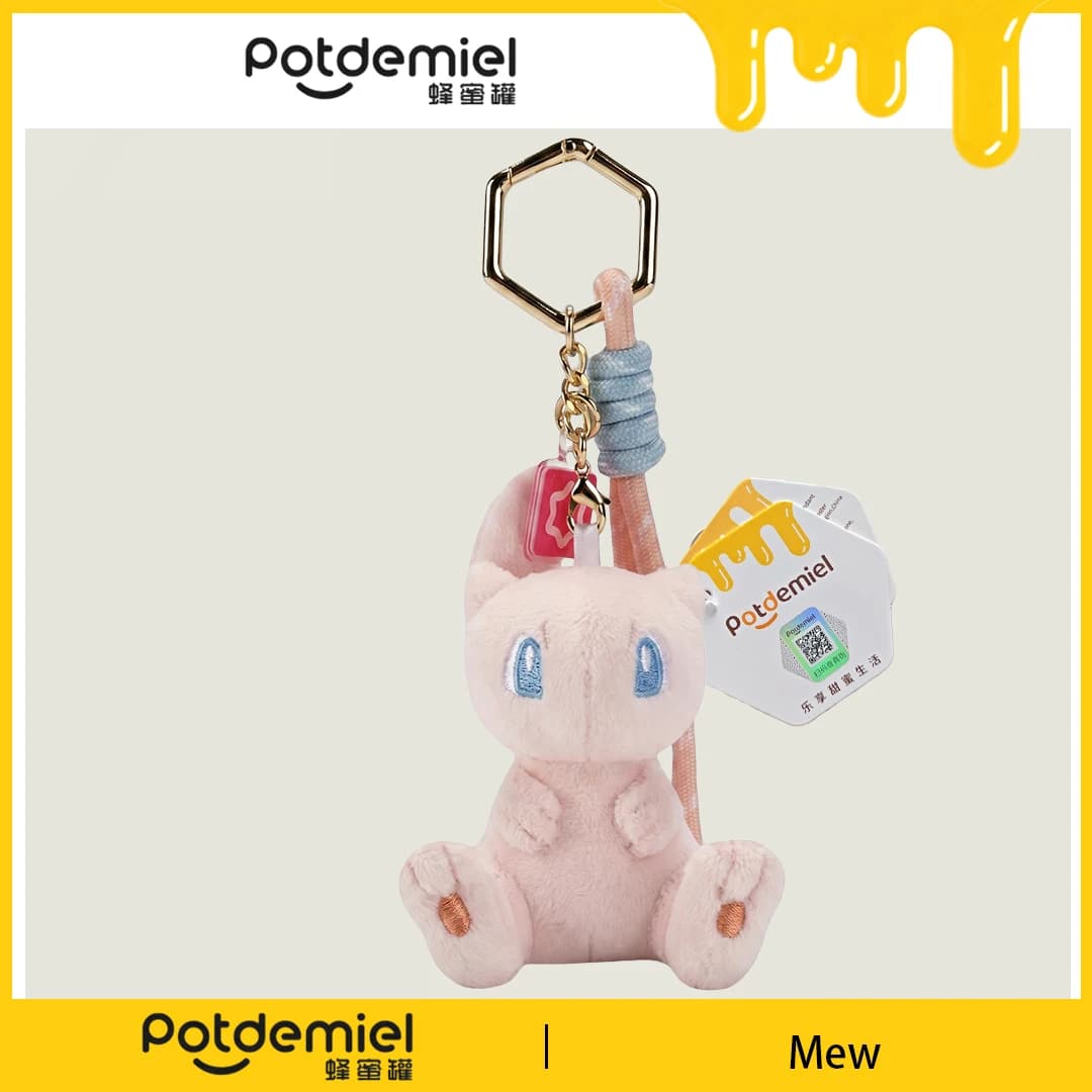 Potdemiel Pokemon Mew Plush Key Ring Charming Magical Cartoon Ornament Gift For Kids Girls Daily Backpack Handbag Wallet Decor