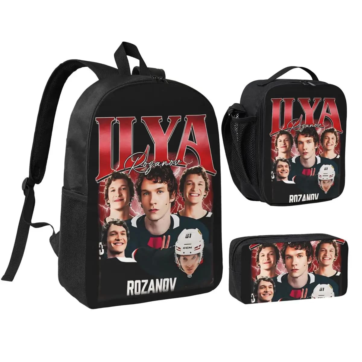 3pecs/set Ilya Rozanov Vintage Heated Rivalry Backpack Back To School Laptop Computer Canvas Bags Lunch bag Pencil Case