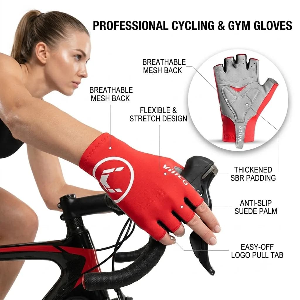 Cycling Gloves Men Women Half Finger Sport Gloves Breathable Summer MTB Mountain Outdoor Fitness Mittens Bike Gloves
