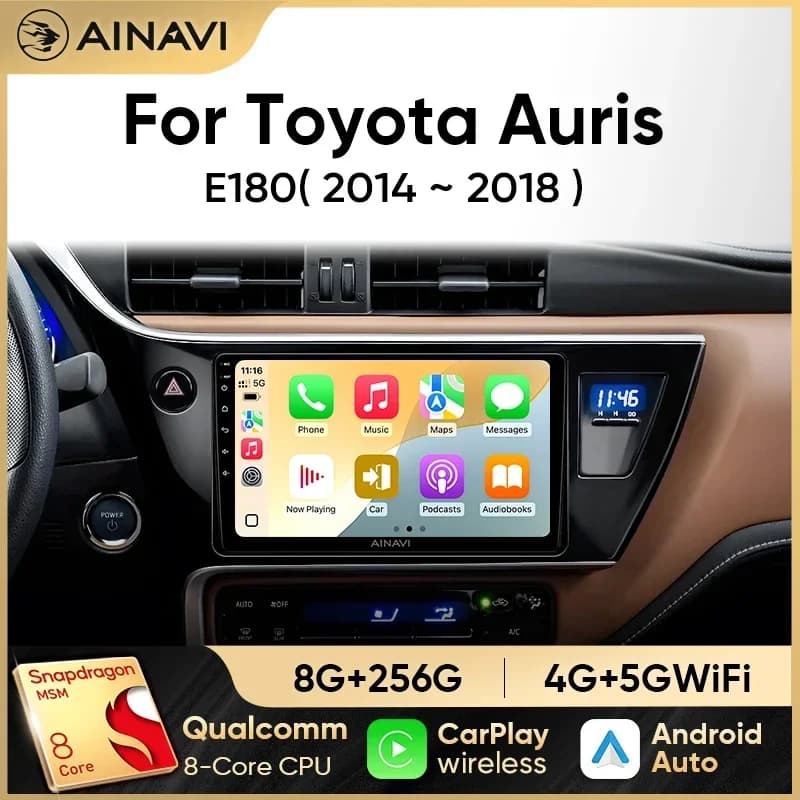 Autoradio Ainavi per Toyota Auris 2014 2015 2016 2017 2018 Corolla Altis Hybrid Carplay Android Auto Lettore Multimediale Stereo 4G