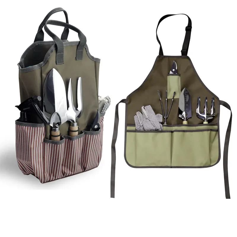 Set of Gardening Tools 12 Stainless Steel Parts Wheel Resistant with Organizer Bag and Aprons with Carrying Pocket