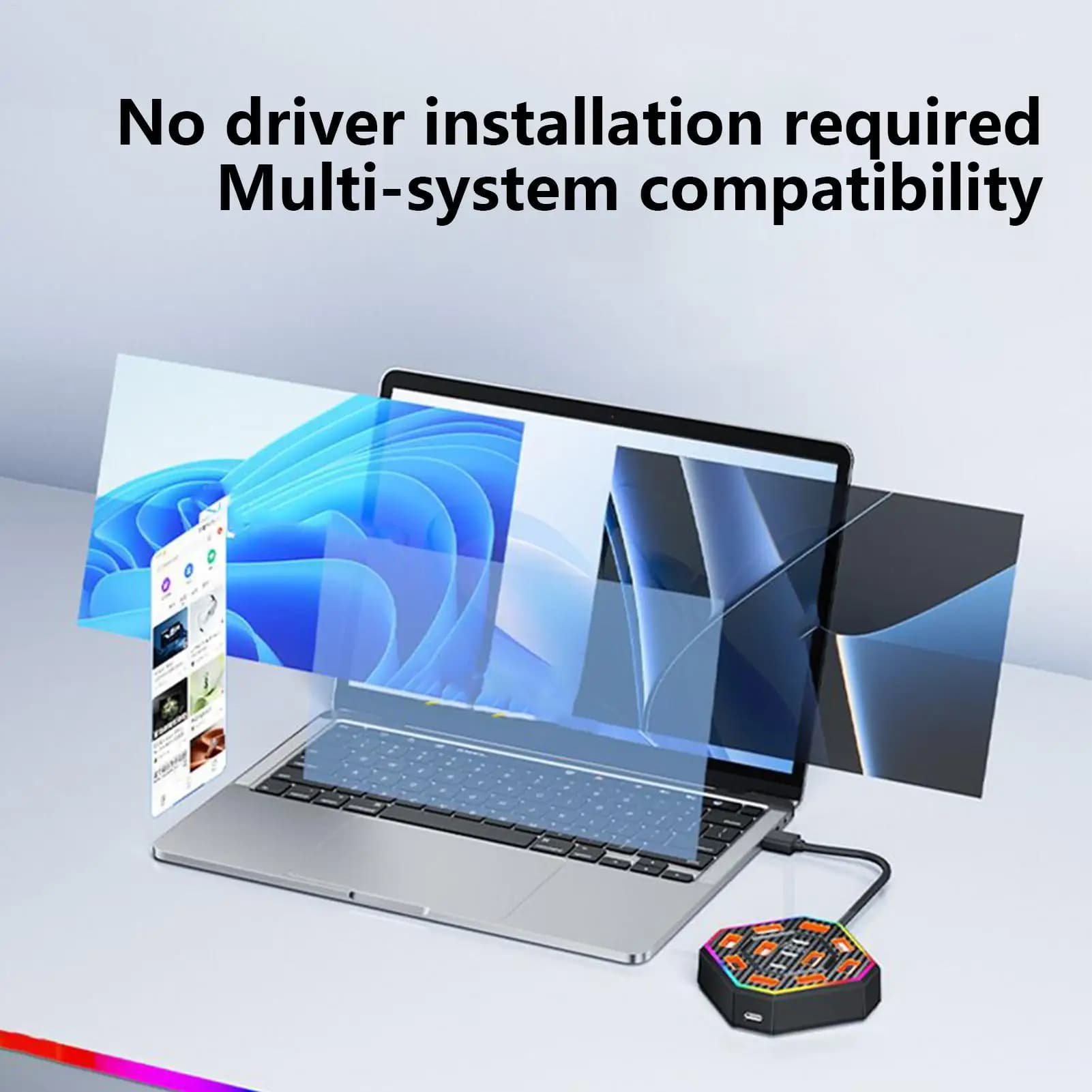 Docking station per laptop Adattatore USB a 13 porte Docking station Accessori RGB Lavoro elettrico per professionisti College