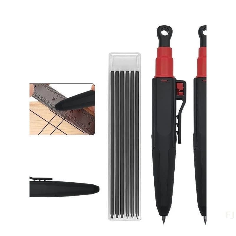 Professional Quality Deep Hole Wood Marking Pencil Set, 2.8mm Solid Lead Carpenter Pencils with Tough Plastic Lid