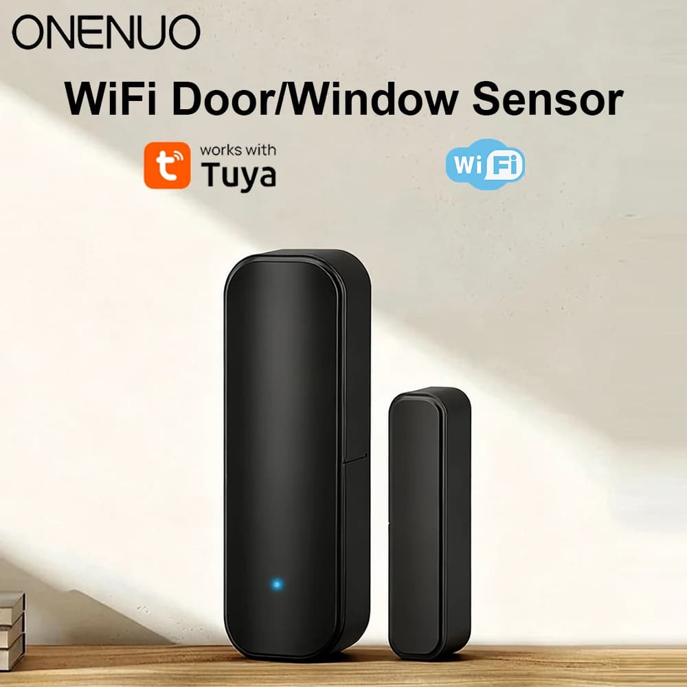 Tuya WiFi Sensore per porte e finestre Smart Life Sistema di allarme di sicurezza domestica Controllo vocale tramite Alexa Google Home Smart Bianco o nero