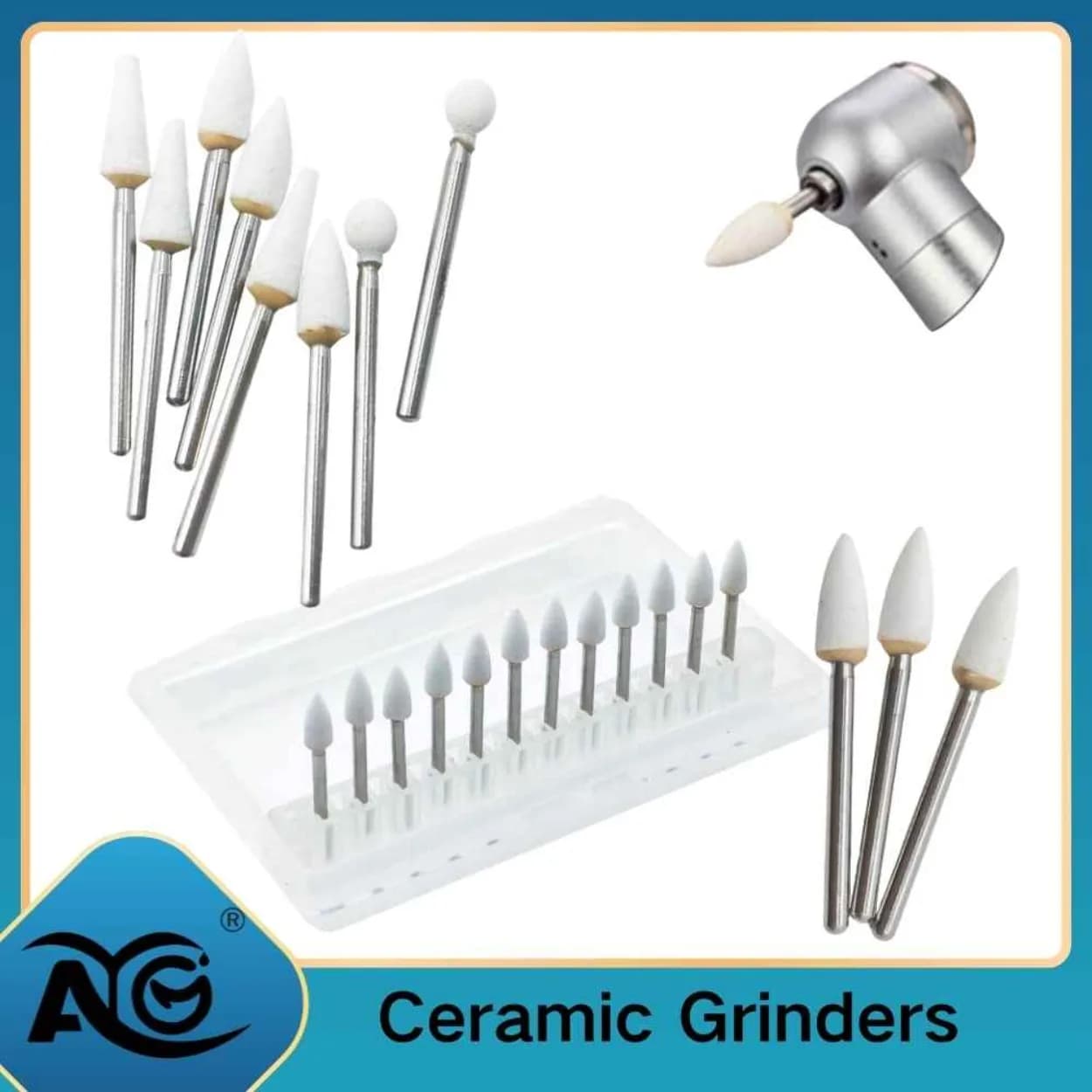AG Pietre per Lucidatura Dentale, Frese per Manipolo, Cono FG, Forma a Fiamma, per Sbiancamento Denti, Strumenti Odontoiatrici, Smerigliatori in Ceramica, Cura Dentale, 12 Pezzi/Confezione