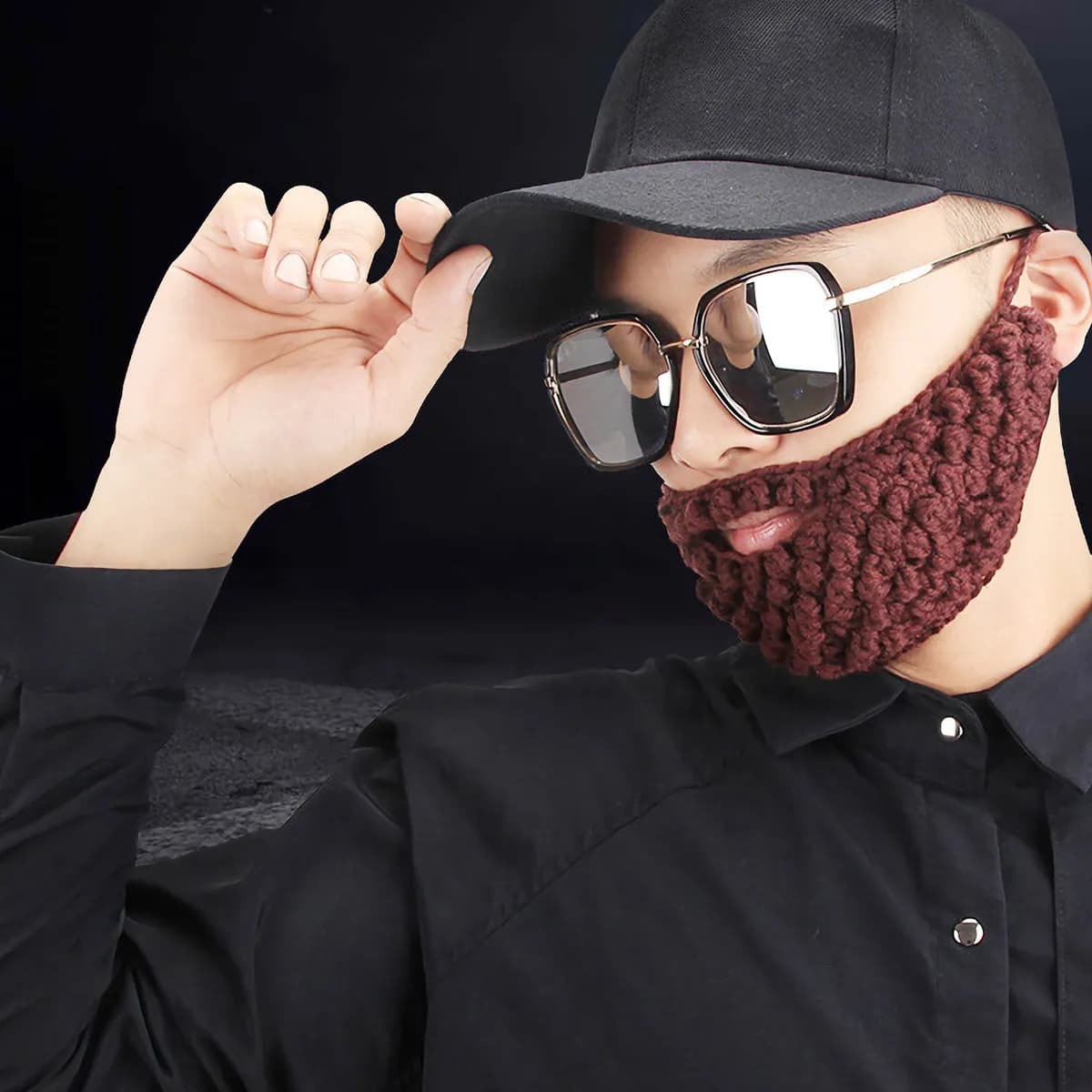 1Pcs Woolen Yarn Knitting Mustache Mask Crochet Beard Face Protective Warm Chic Winter Decorative Unisex Crochet Goatee