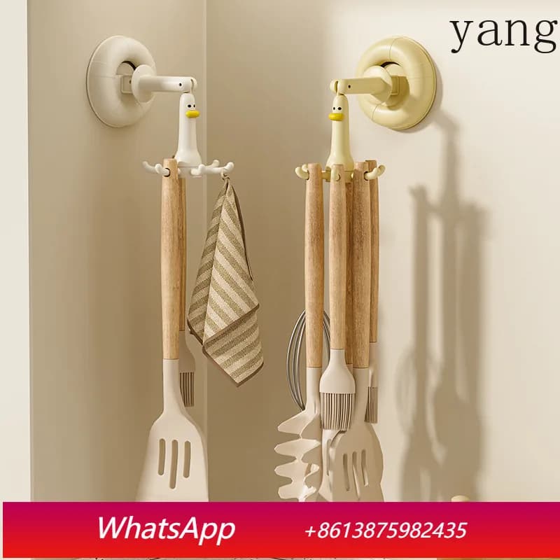 YJQ Set di 3 Ganci Rotanti a Ventosa per Cucina, Senza Fori, Porta Utensili e Spatole, Organizzatore per Cucina