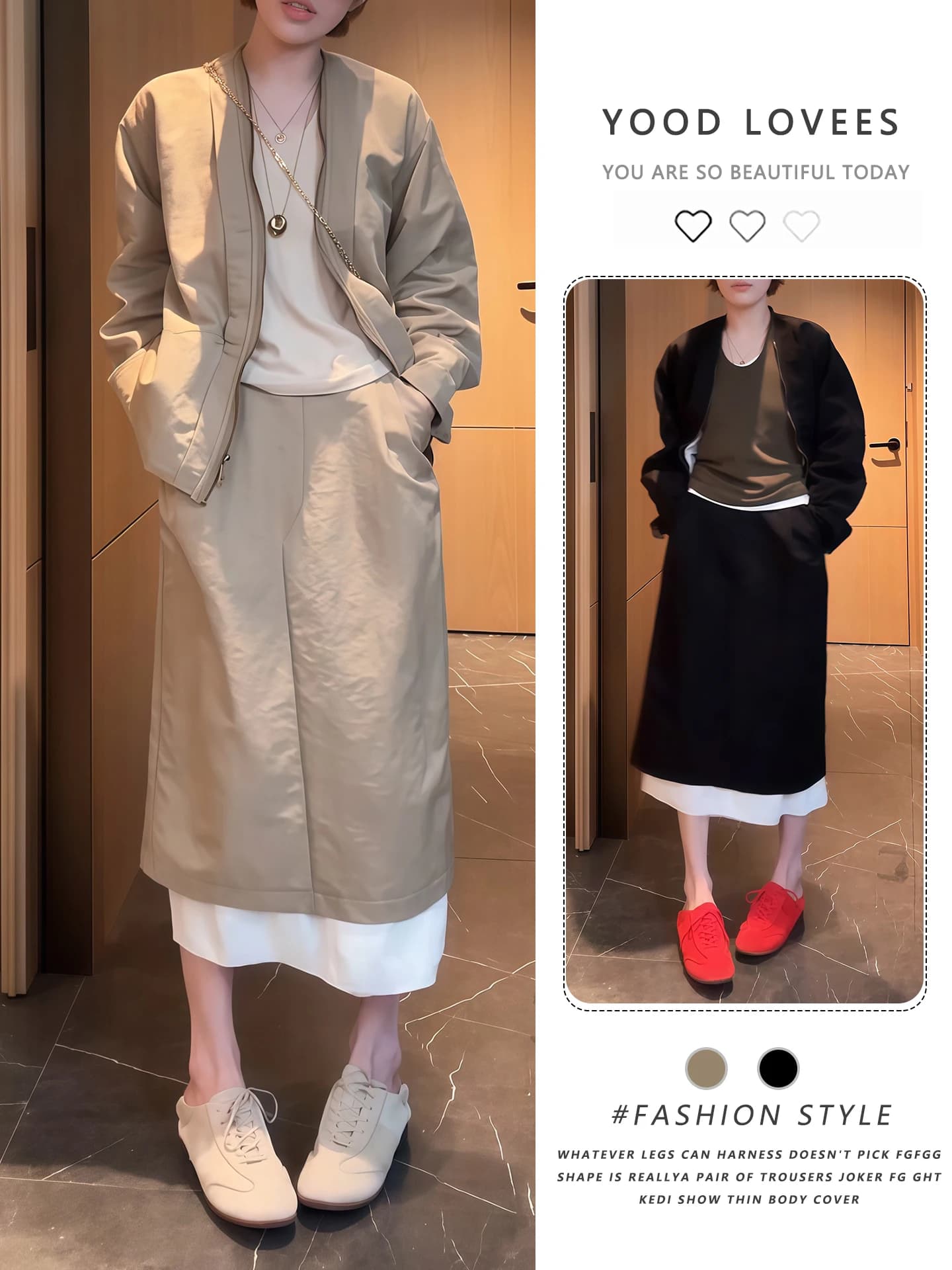 Completo Casual Rilassato Primavera Autunno 2026 Nuovo Stile Coreano di Alta Gamma, Capospalla e Gonna a Mezza Lunghezza, Set Due Pezzi
