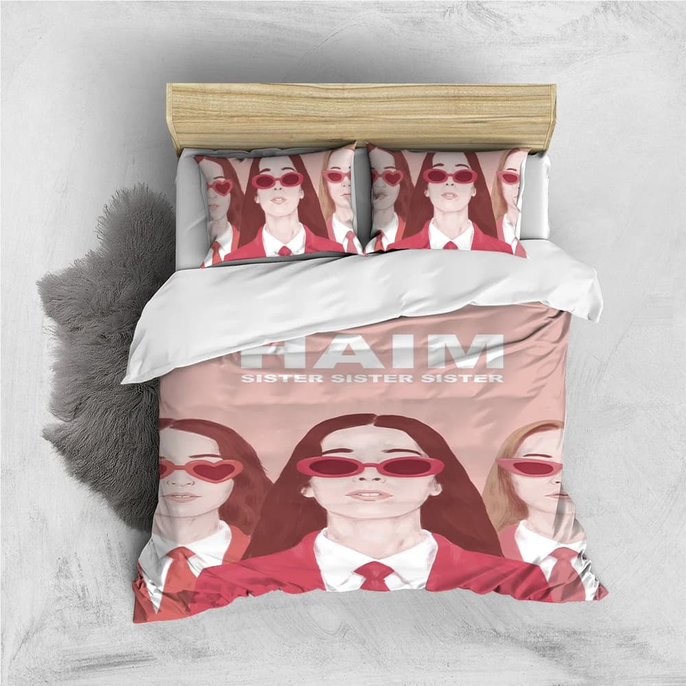 Set Copripiumino H-Haim Band, Biancheria da Letto Stile Casa, Morbido Cotone, Set 3 Pezzi, Regalo per Dormitorio Studentesco