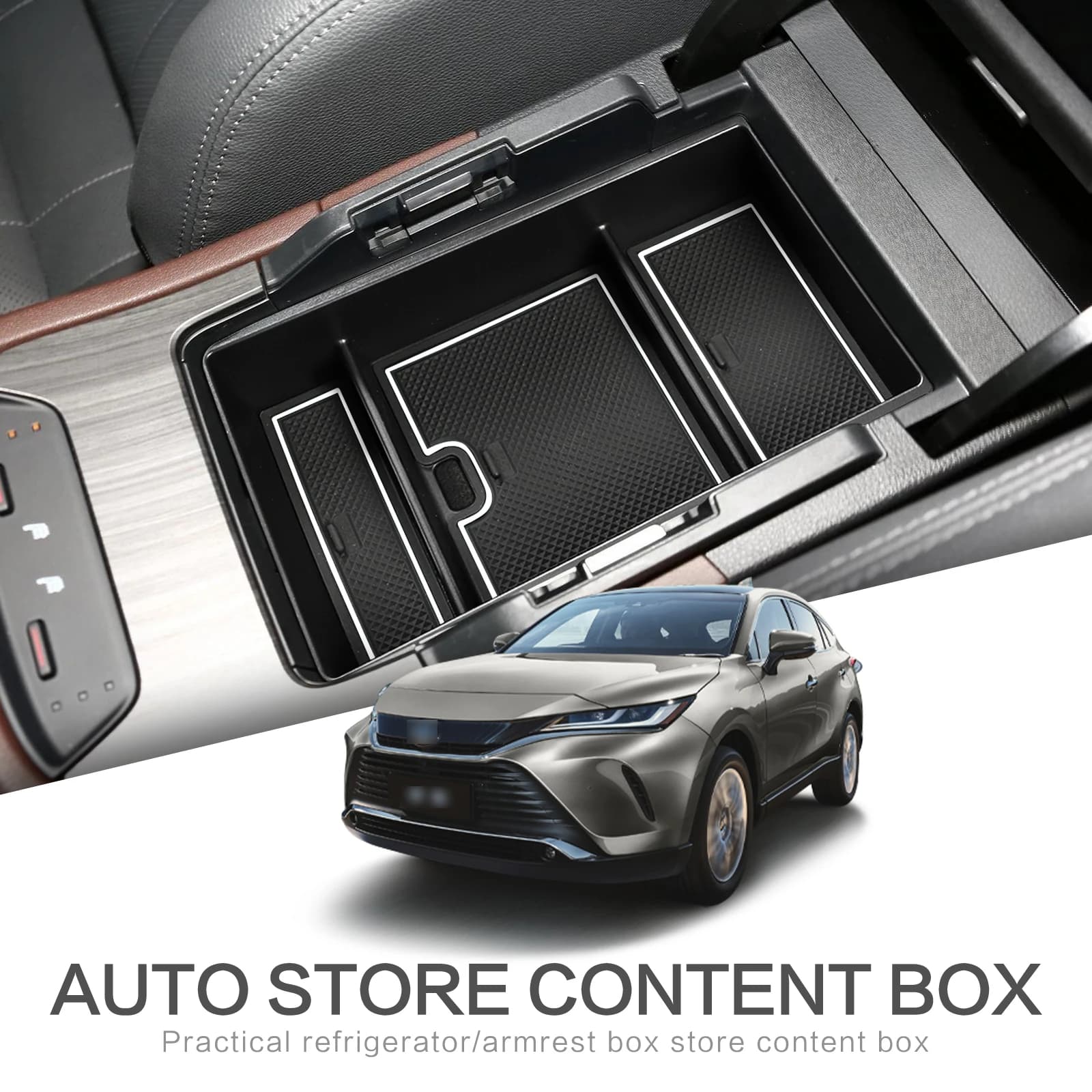 Zunduo scatola portaoggetti per bracciolo auto per Toyota Harrier Venza 2021 - 2023 Organizer per vassoio Console centrale accessori per riordino nero