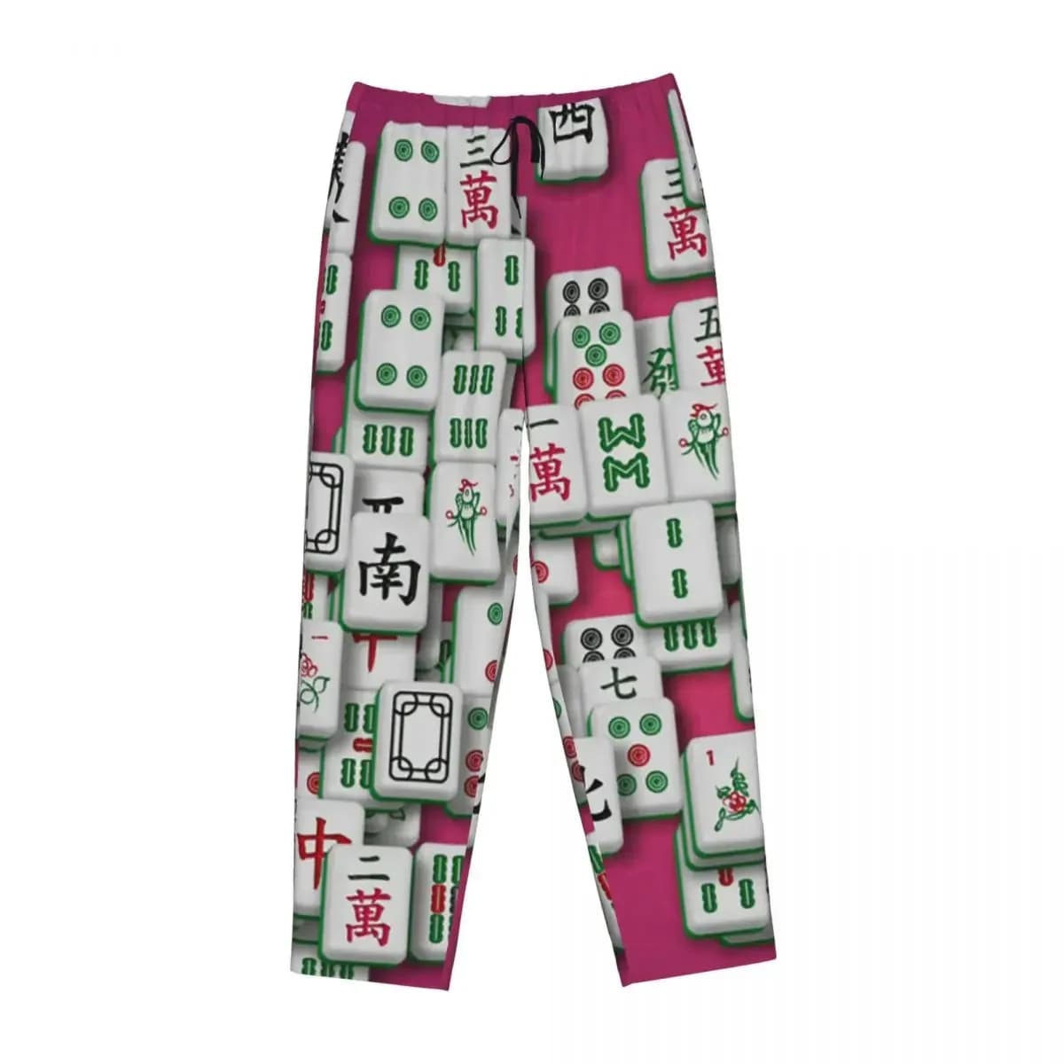 Custom Mahjong Tile Pattern Women Pajama Pants Lounge Sleep Sleepwear Bottoms with Pockets