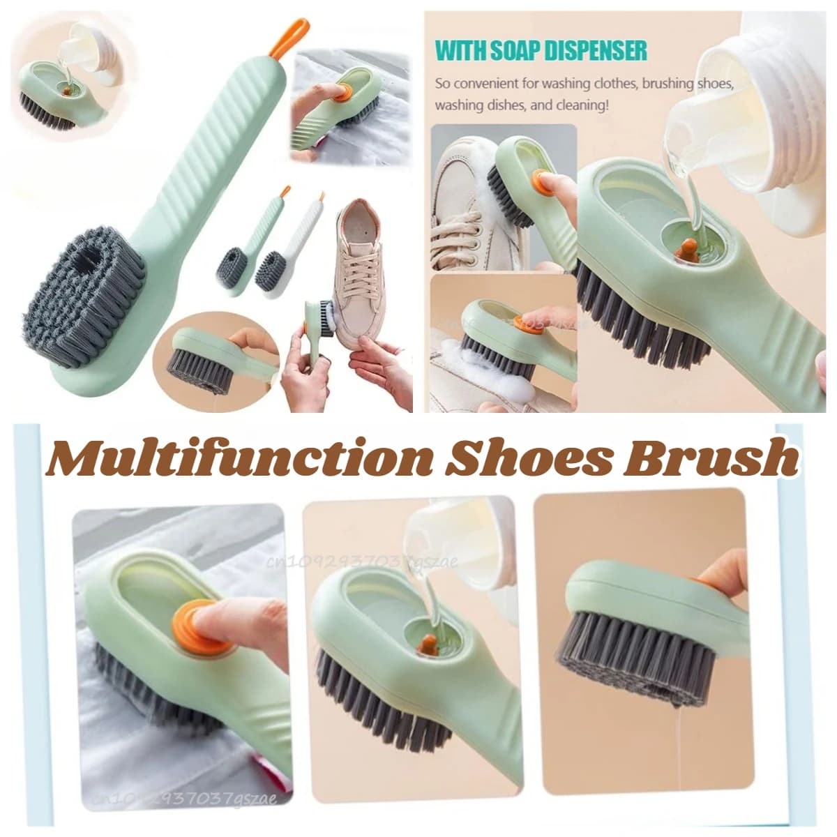 Multi-Function Automatic Spot Shoe Brush Soft Hair Hand Pressure Hanging Hole Suitable for Clothing Carpet Plastic Handles