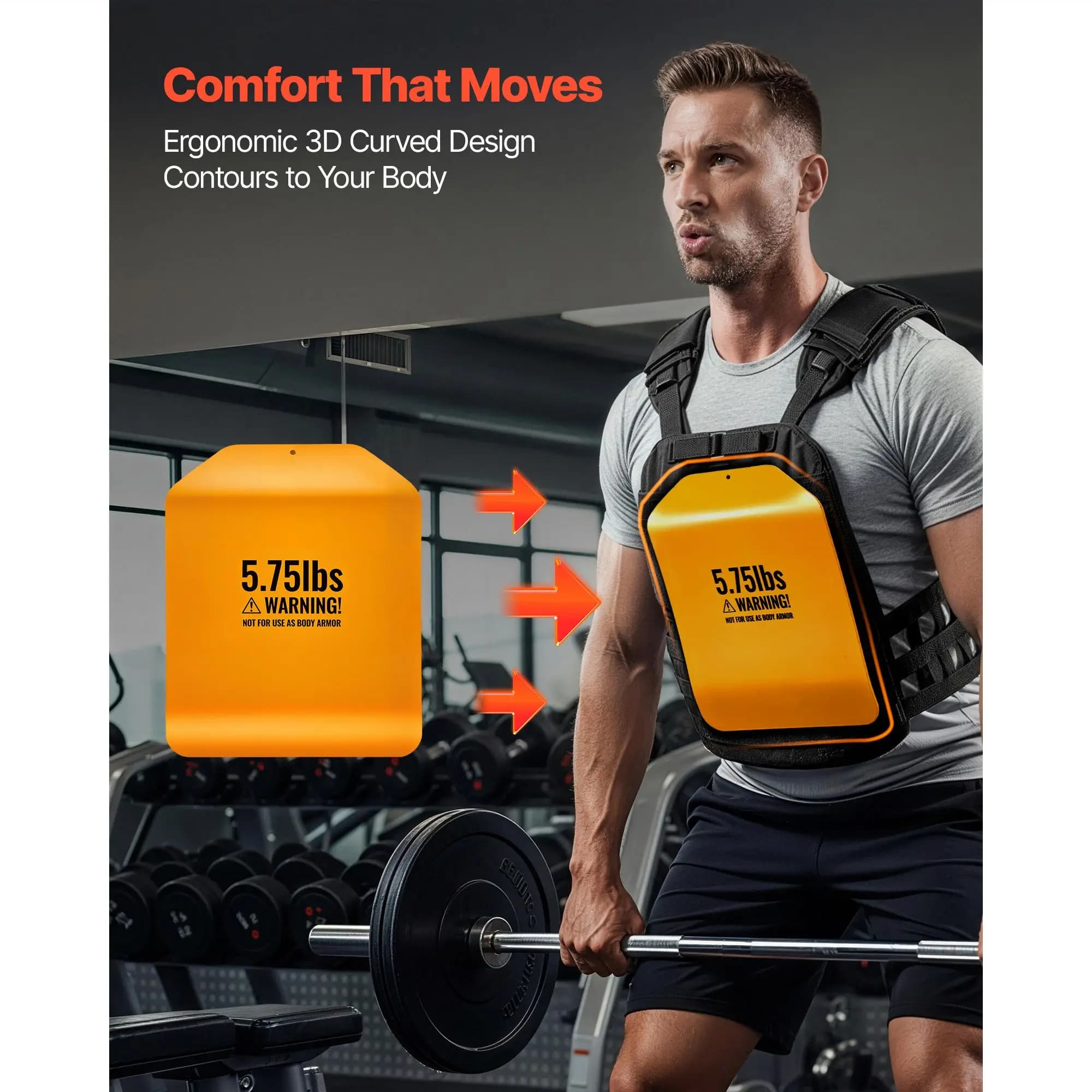 Curved Weight Vest Plates, 5.75 LB Pairs, Premium Steel Tactical Weighted Plates for Vest, Ergonomic Design, for Strength Endurance Training, Running, Jogging, Fitness, Heavy Workouts