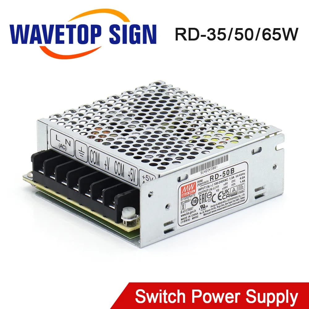 Alimentatore Switching SignkoRay RD-50A/B, RD-35A/B, RD-65A/B a Doppia Uscita 5V 12V 24V per Macchine da Taglio e Incisione Laser CO2
