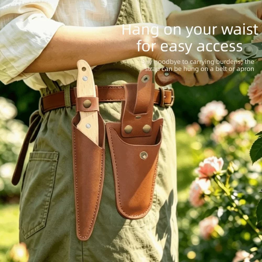 PU Leather Cutter Storage Bag Protective Cover Button Buckle Leather Pliers Cover Multifunction Belt Loop Pruning Shears Pouch