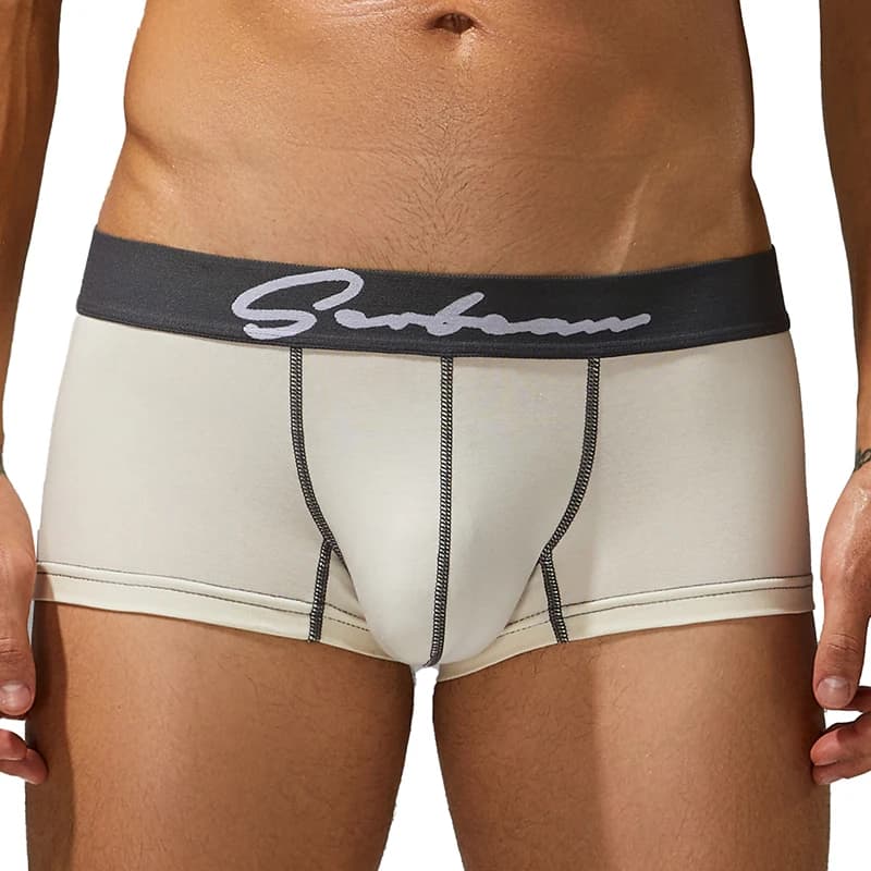 SEOBEAN Boxer da uomo in cotone a vita bassa, intimo, design sexy, comodi e traspiranti, pantaloni casual da indossare ogni giorno